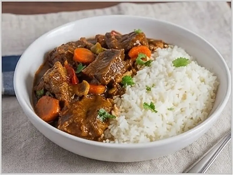 Stew bowl with rice