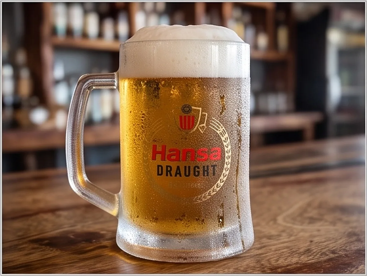 A cold Hansa draught poured at the C4 bar